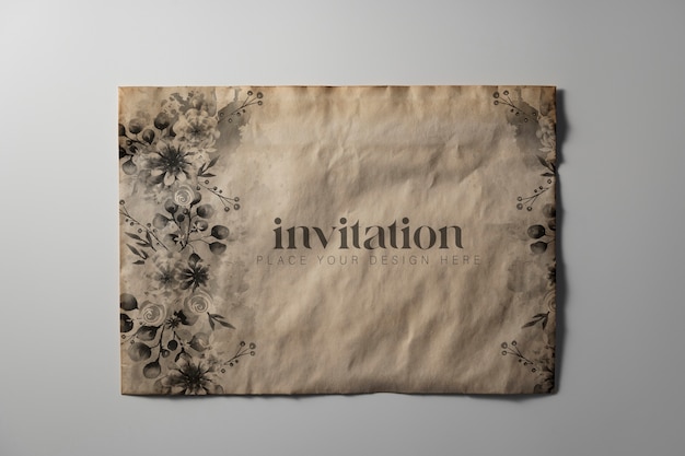 PSD medieval invitation mockup design