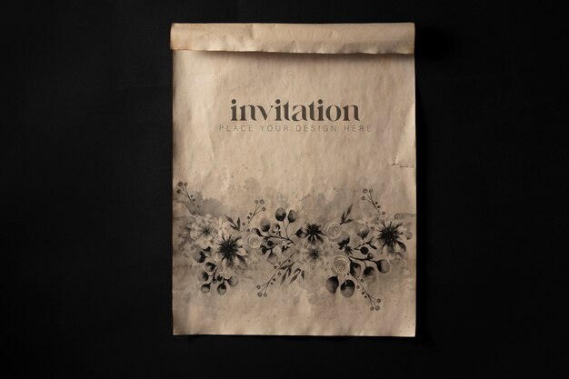 PSD medieval invitation mockup design