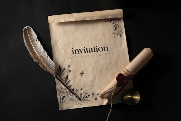 PSD medieval invitation mockup design