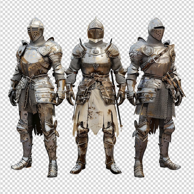 Medieval knight in armour on transparent background