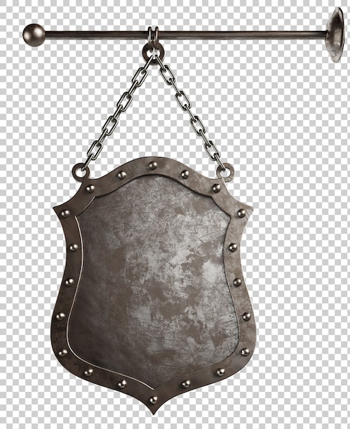 PSD medieval metal signboard isolated 3d illustration