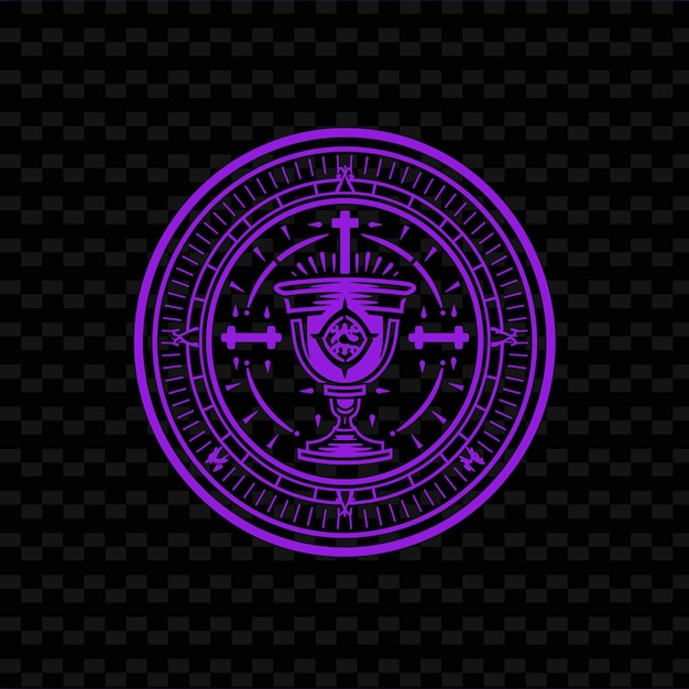 PSD 크리에이티브 트라이블 터 디자인을 위해 십자가와 잔을 가진 중세 승려 순서 봉인 로고