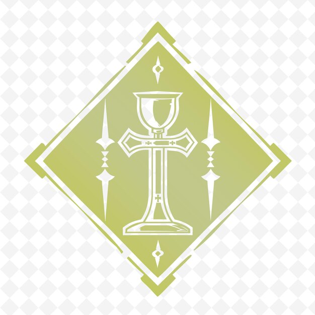 PSD medieval monk order seal logo with cross and chalice for dec creative tribal vector designs