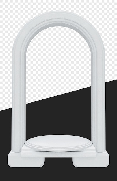 medieval or royal white gate with cylinder stand isolated