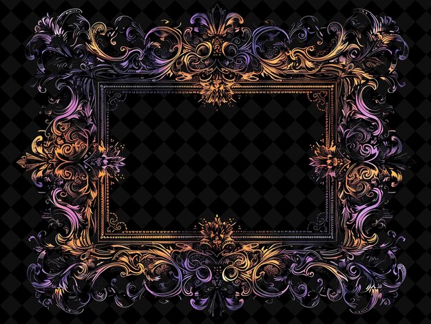 PSD medieval tapestry arcane frame with intricate tapestry like neon color frame y2k art collection