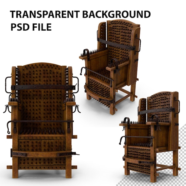 PSD medieval torture chair with spikes png