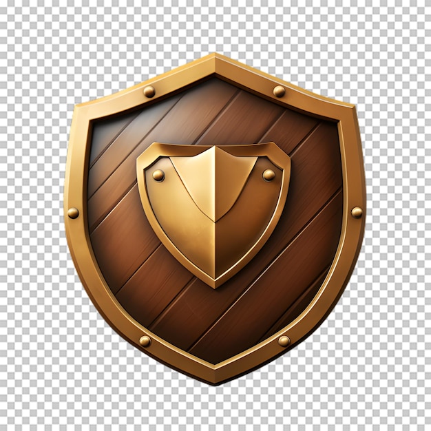 PSD medieval wooden shield isolated on transparent background