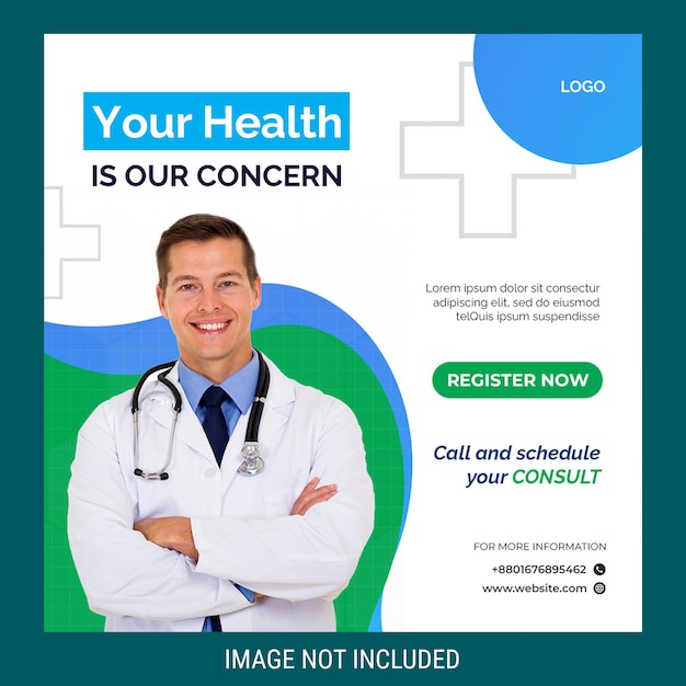 Mediical health social media post template