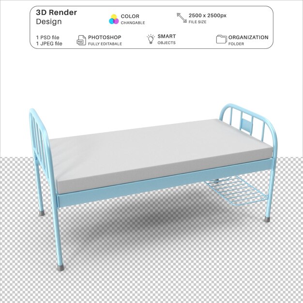 Medisch bed 3d psd