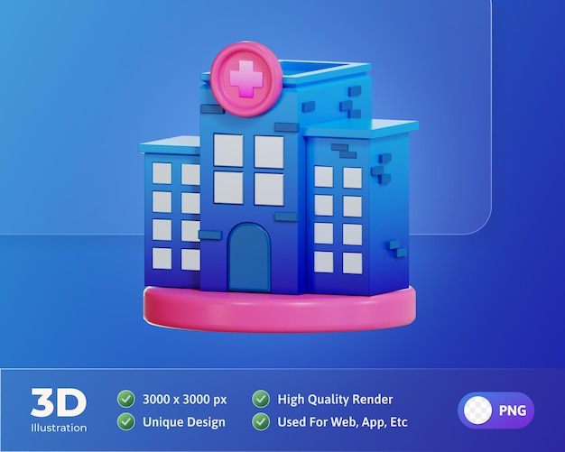 Medisch instituut gezondheid en geneeskunde pictogram 3d illustratie