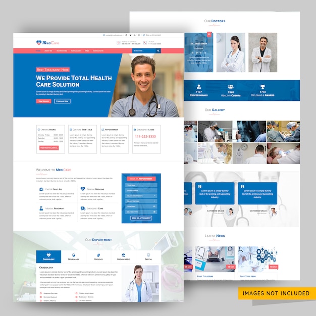 PSD medische en gezondheidszorg oplossing webpagina-sjabloon