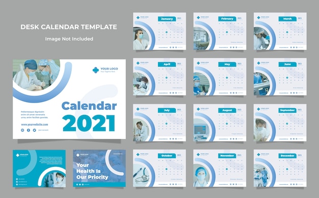 Medische gezondheid desk kalender ontwerpsjabloon