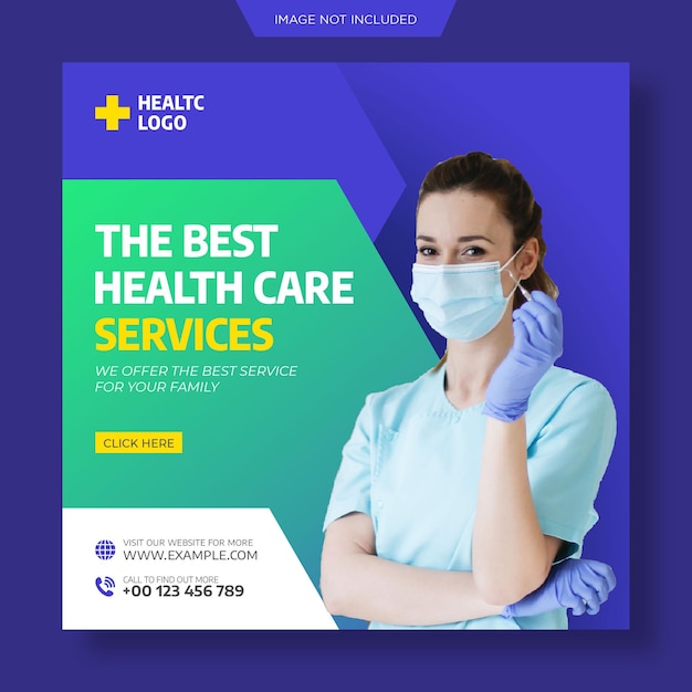 Medische gezondheidsbanner of vierkante flyer voor postsjabloon voor sociale media Premium Psd