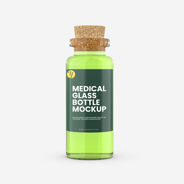 PSD medische glazen fles mockup premium sjabloon