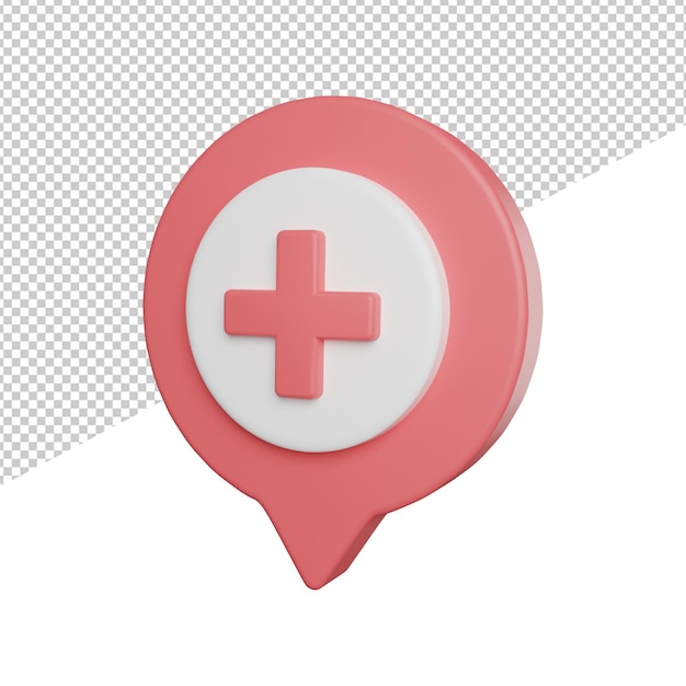 Medische kliniek locatie zijaanzicht 3D-rendering pictogram illustratie op transparante achtergrond