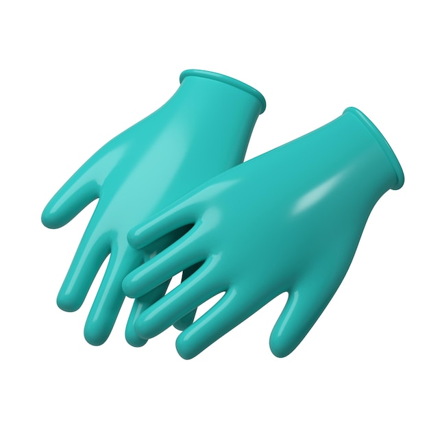 PSD medische latex handschoenen icoon details turquoise 3d rendering illustratie healthcare tool