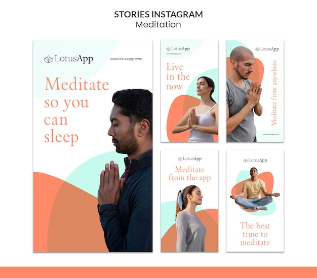 PSD meditation lifestyle instagram stories collection