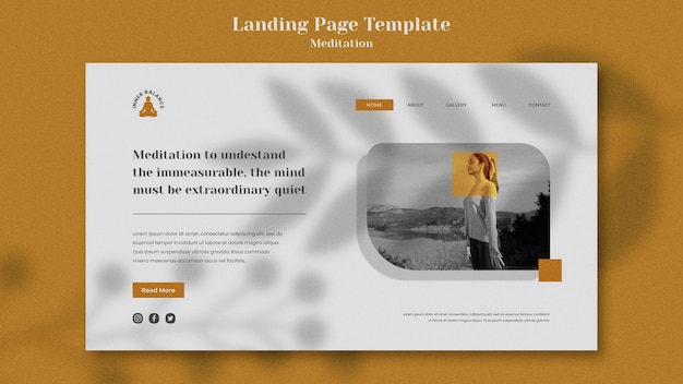 Meditation lifestyle landing page template