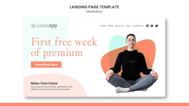 PSD meditation lifestyle landing page template