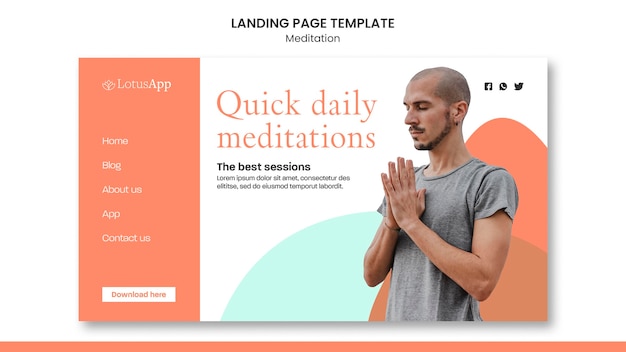 PSD meditation lifestyle landing page template