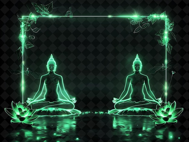 PSD meditation in lotus position on a dark background with a green light