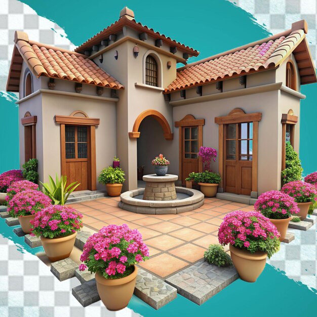 PSD mediterranean house isolated on transparent background