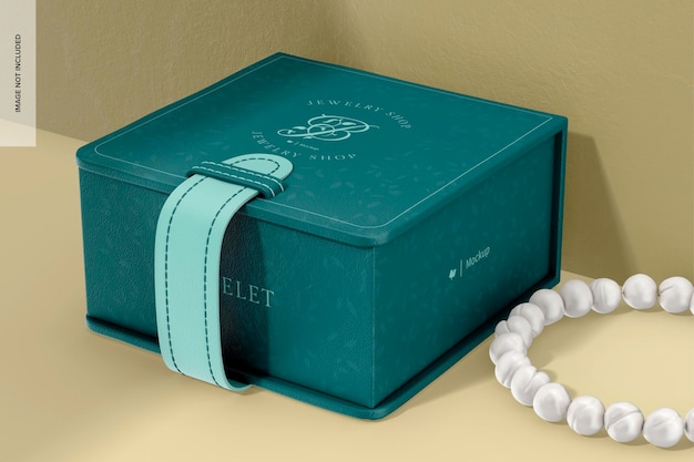 PSD medium bracelet box mockup, right view