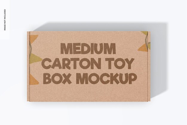 PSD Мокап средней картонной коробки для игрушек, вид сверху