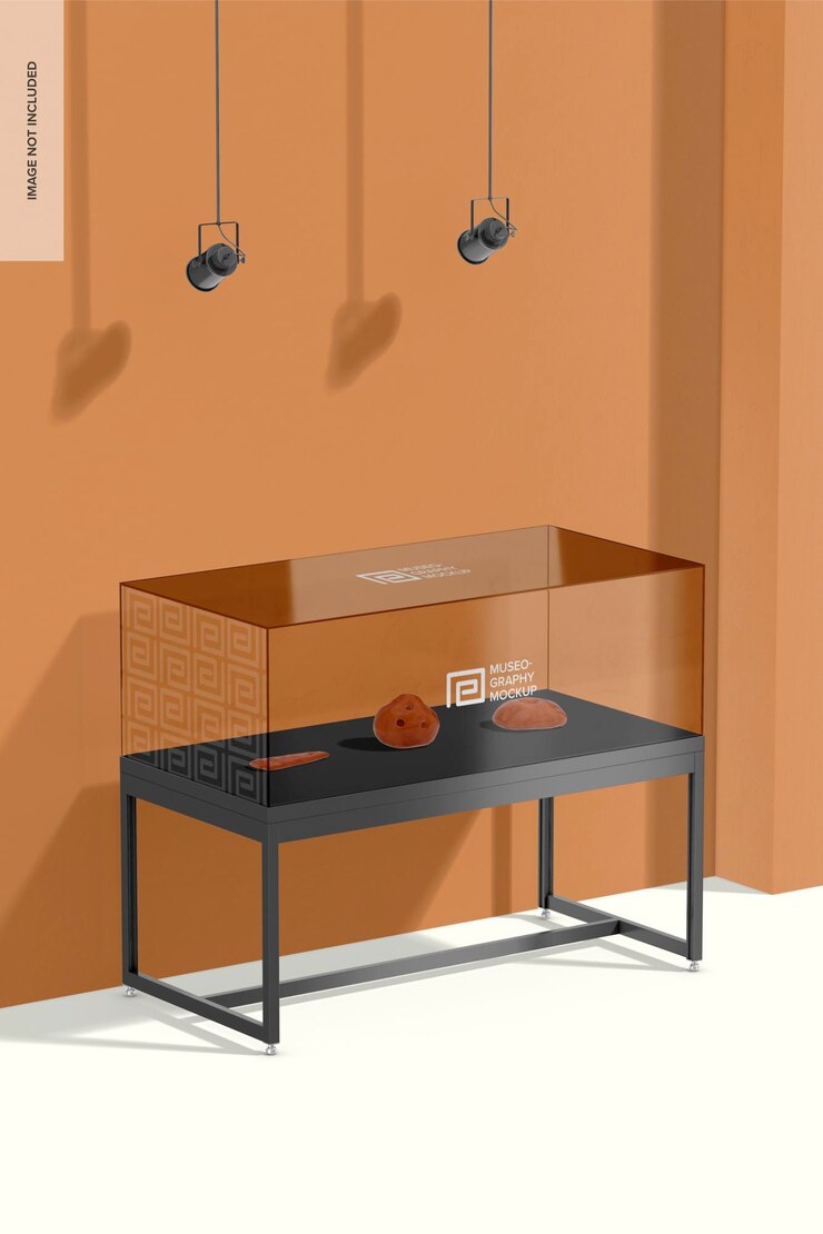 PSD medium museum showcase mockup perspective