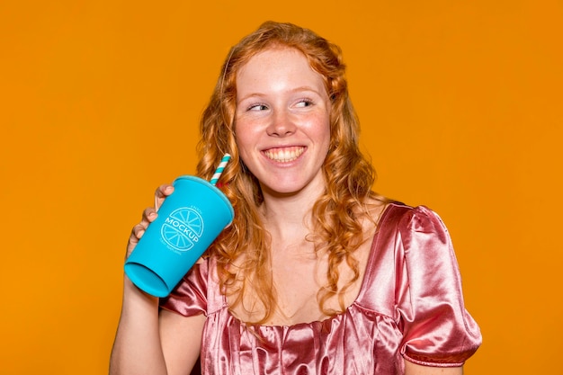 Medium shot happy woman having fun at party