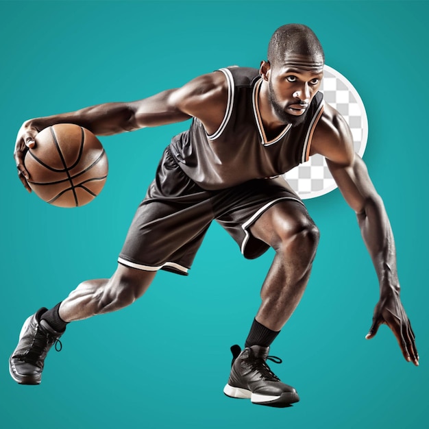 PSD medium shot man playing basketball png