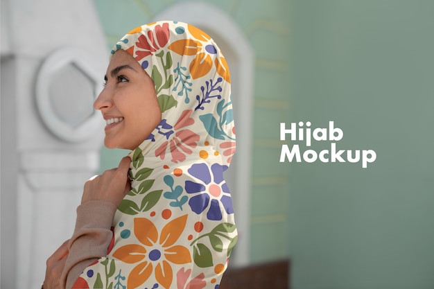 PSD medium shot muslim woman wearing hijab