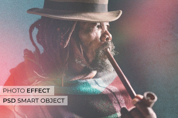 Medium shot old man smoking pipe