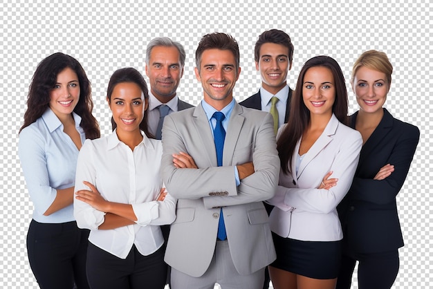 Medium shot smiley business team geïsoleerd op transparante achtergrond