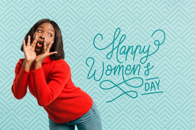 medium shot woman posing on women's day