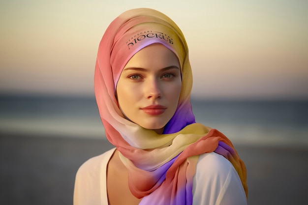 PSD medium shot woman wearing headscarf