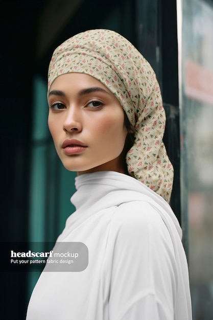 PSD medium shot woman wearing headscarf