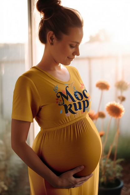 PSD medium shot woman wearing maternity clothes