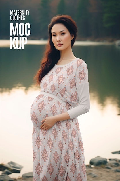 PSD medium shot woman wearing maternity clothes