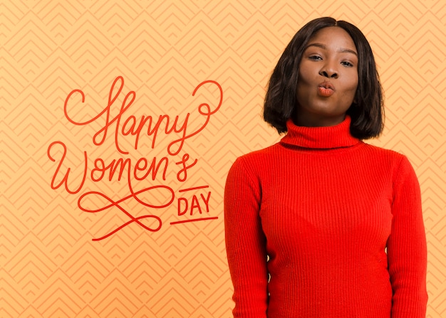 medium shot woman with kissy face