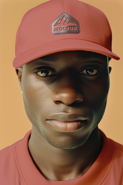 PSD medium shot young man wearing cap in studio