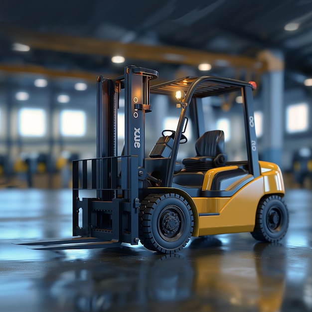 PSD medium size forklift inside a warehouse e commerce concept logistics concept