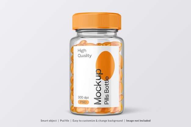 PSD medium size transparent fish oil capsule mockup