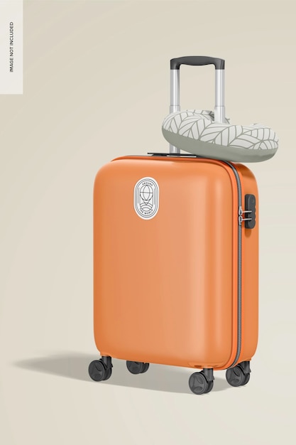 Medium suitcase mockup, with pillow