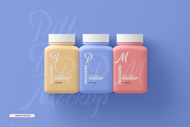 Medium vierkante pil supplement fles mockup