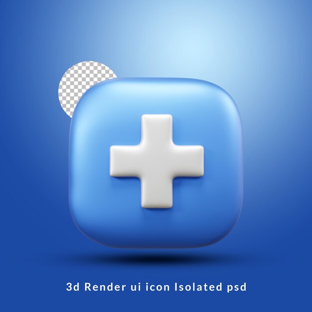 medyczny znak plus ikona interfejsu użytkownika 3d renderowanie na białym tle
