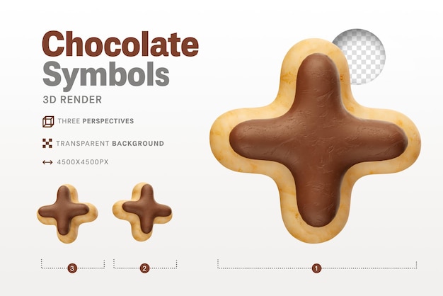 Meer symbool in de vorm van chocolade donuts in 3d-rendering met transparante achtergrond