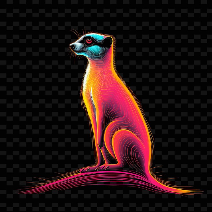 PSD meerkat safari expedition angular neon lines sand dunes stan png y2k shapes transparent light arts