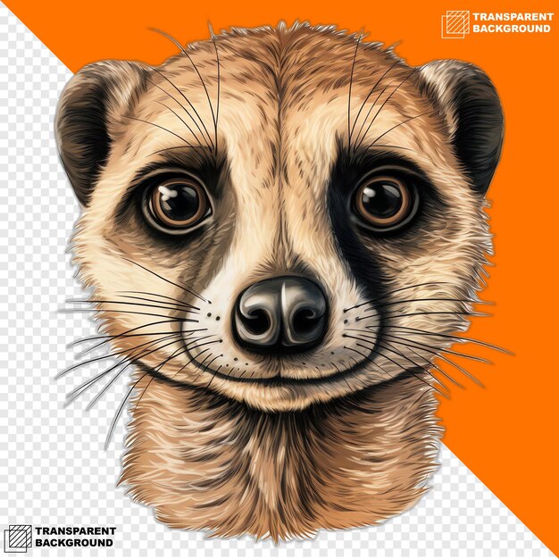 PSD meerkats head digital sticker isolated on transparent background