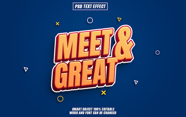 meet and great text effect font editable typography 3d text
